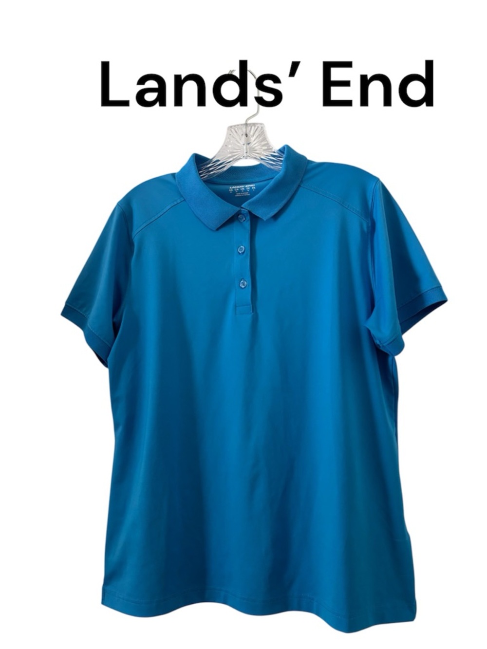 Lands' End Women's Bright Teal Short-Sleeve Polo M